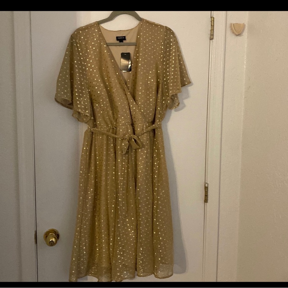 Torrid gold polka dot dress